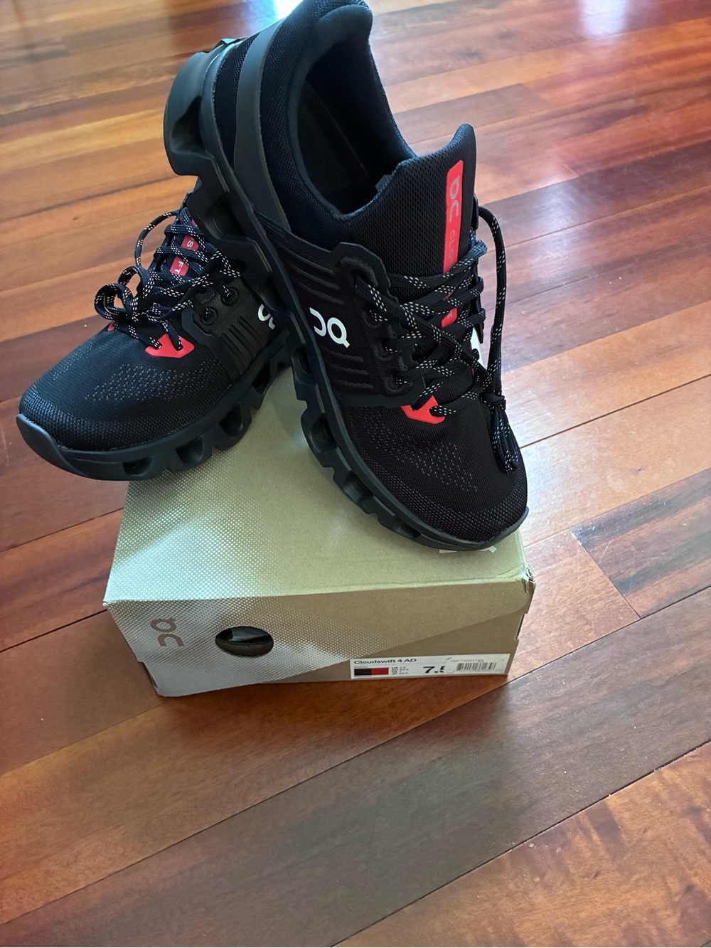 NWB On Cloud 4AD Men’s Athletic Shoes - Black with Red Accents